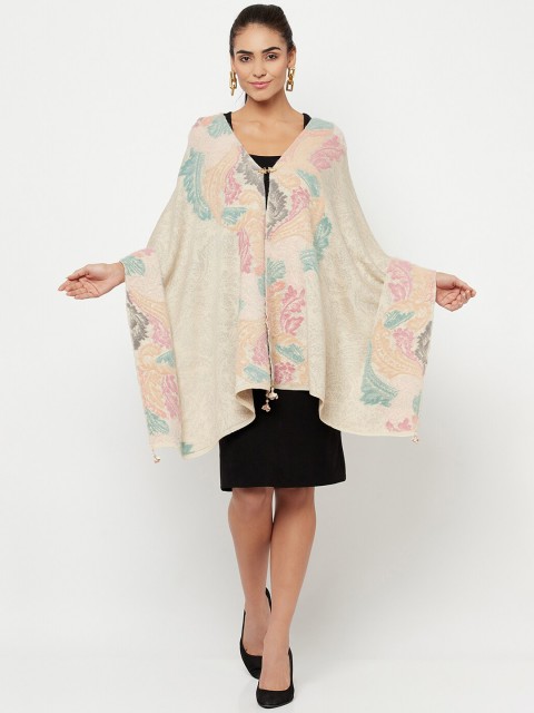 

Knitstudio Women Beige Self-Design Knitted Shawl