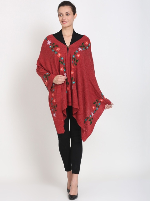 

Knitstudio Women Red Self Design Knitted Shawl