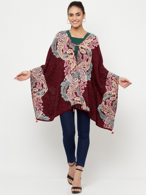 

Knitstudio Women Maroon Self Designed Knitted Shawl