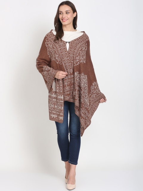 

Knitstudio Women Brown Self Design Knitted Shawl