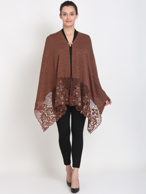 

Knitstudio Women Brown Self Design Knitted Shawl