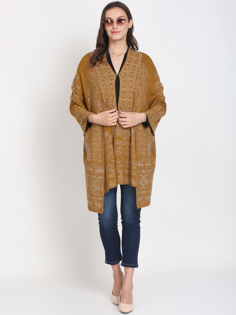 

Knitstudio Women Mustard Self Design Knitted Shawl