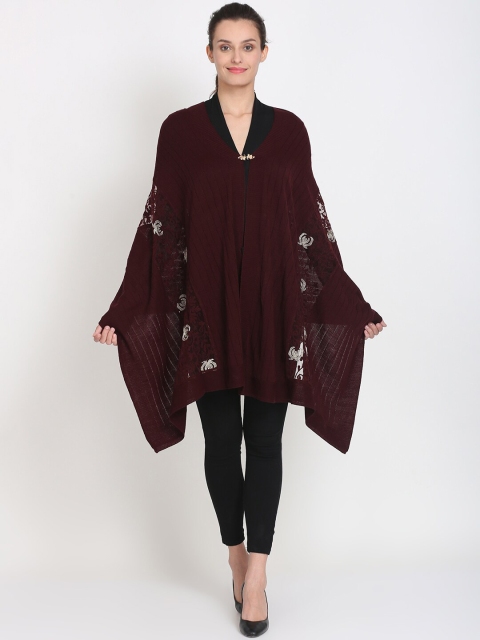 

Knitstudio Women Brown Self Design Knitted Shawl