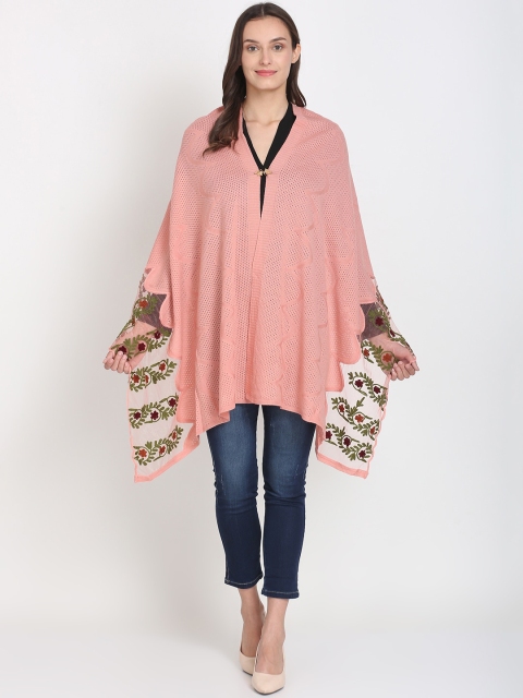 

Knitstudio Women Pink Self Design Knitted Shawl