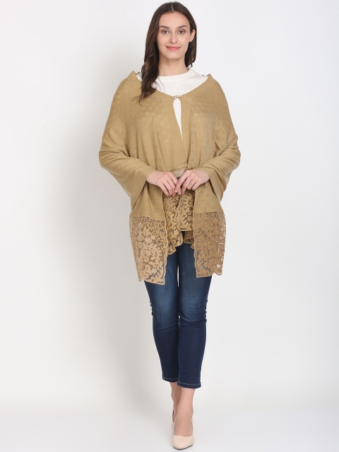 

Knitstudio Women Beige Colored Self Design Knitted Shawl