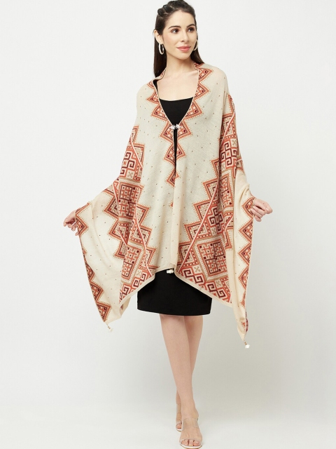 

Knitstudio Women Beige-Colored Self Design Knitted Shawl