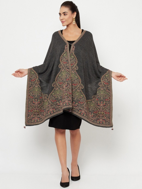 

Knitstudio Women Grey Colored Self Desgin Knitted Shawl