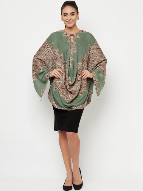 

Knitstudio Women Green Self Design Knitted Shawl