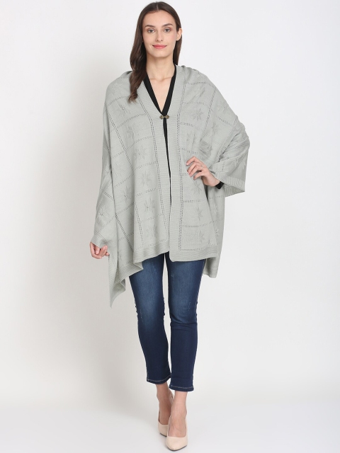 

Knitstudio Women Grey Self Designed Knitted Shawl