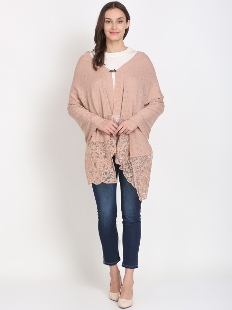 

Knitstudio Women Pink Embroidered Knitted Shawl
