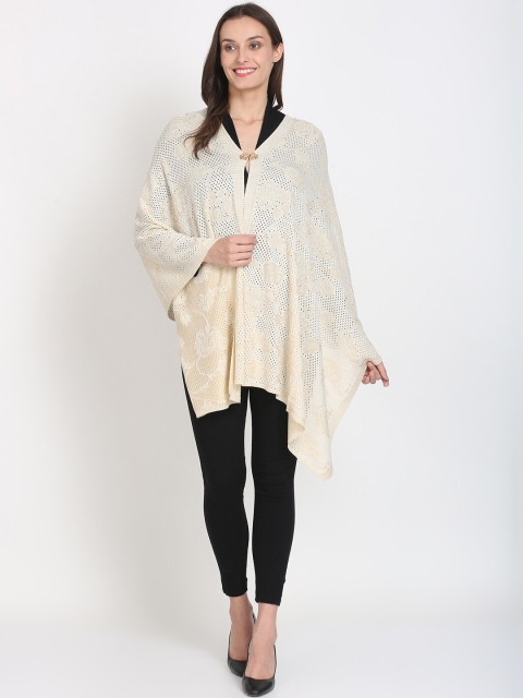 

Knitstudio Women Beige Self Design Knitted Shawl