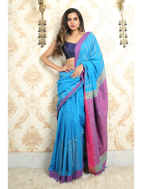 

Arhi Blue & Purple Woven Design Pure Cotton Saree