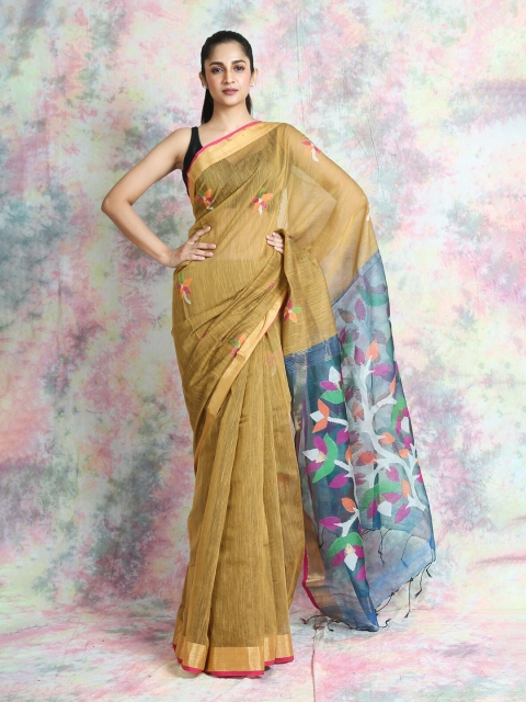 

Arhi Yellow & Blue Woven Design Zari Saree