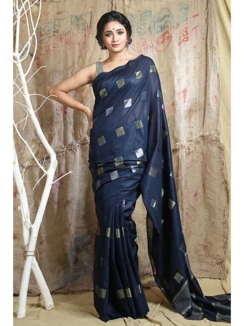 

Arhi Blue & Gold-Toned Woven Design Zari Saree