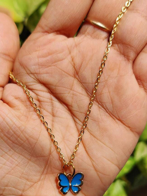 

Pinapes Unisex Gold-Toned & Blue Gold-Plated Choker Necklace