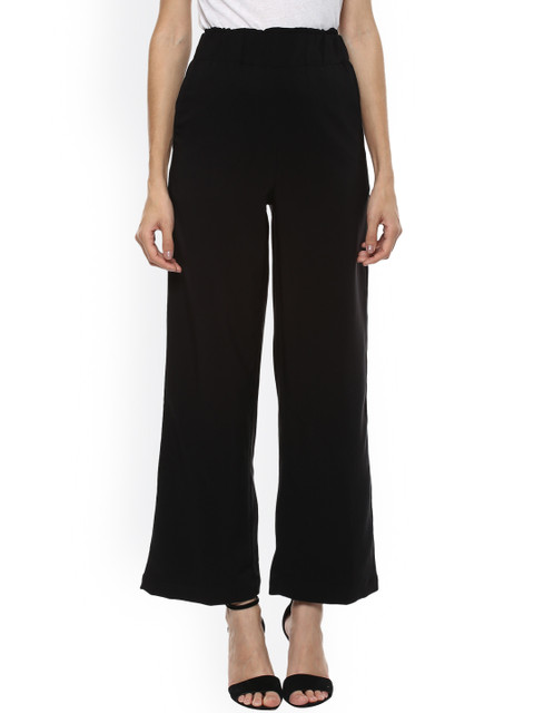 

Harpa Women Black Regular Fit Solid Parallel Trousers