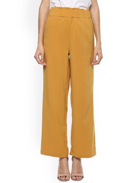 

Harpa Women Mustard Regular Fit Solid Parallel Trousers