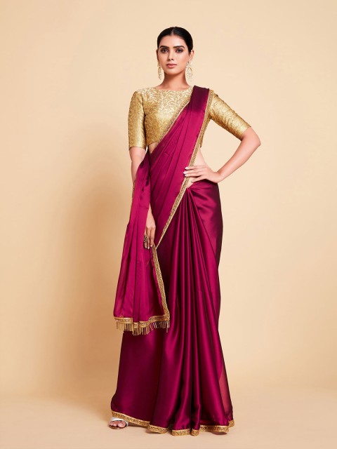 

all about you Magenta & Gold-Toned Silk Blend Saree