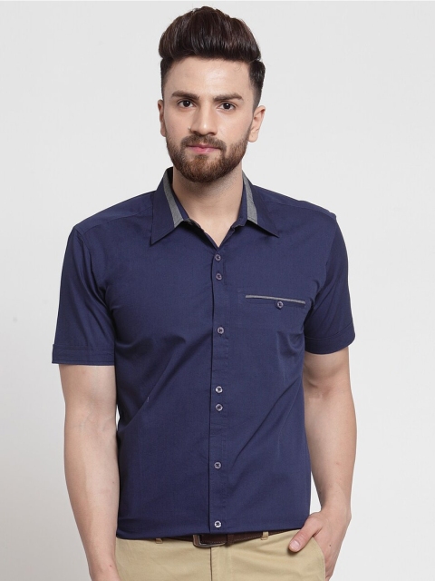 

Purple State Men Navy Blue Slim Fit Casual Shirt