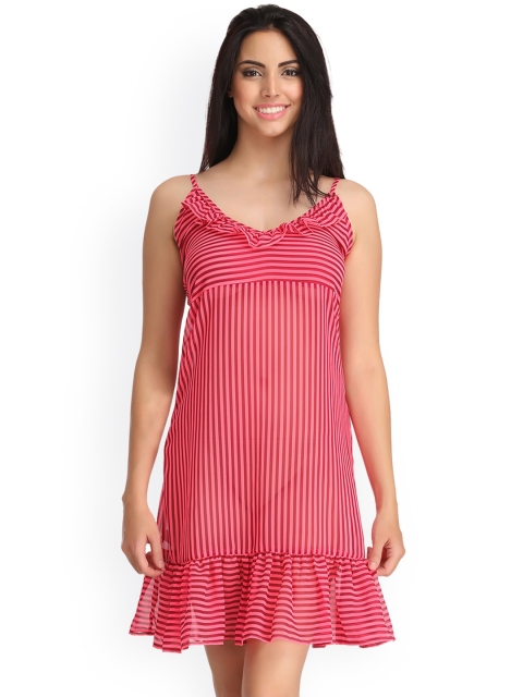

Clovia Pink Striped Baby-Doll NS0765P22
