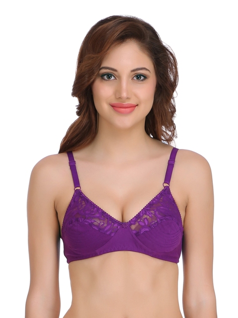 

Clovia Purple Lace Non-Wired Non-Padded Everyday Bra BR0630P1540B