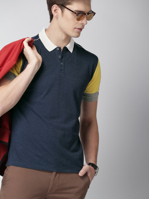 

INVICTUS Men Navy Blue Solid Polo Collar T-shirt