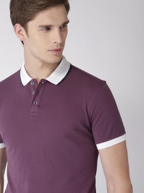 

INVICTUS Men Purple Slim Fit Solid Polo Collar T-shirt