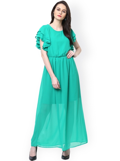 

Harpa Women Green Solid Maxi Dress