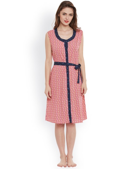 

Clovia Pink Printed Nightdress NS0592P22