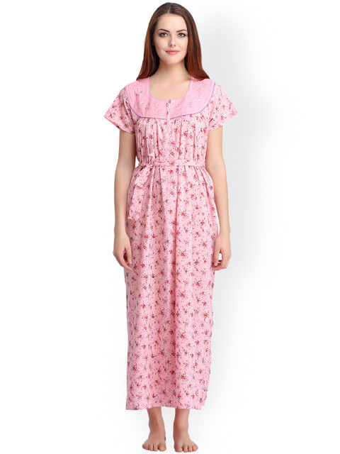 

Clovia Pink Printed Maxi Nightdress NS0860P22