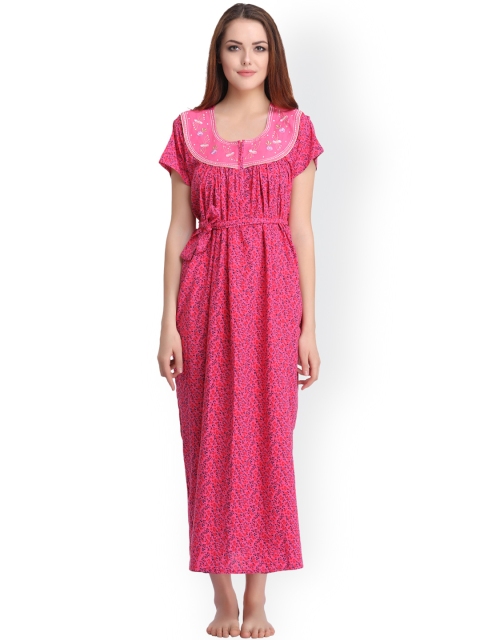 

Clovia Pink Printed Maxi Nightdress NS0861P14