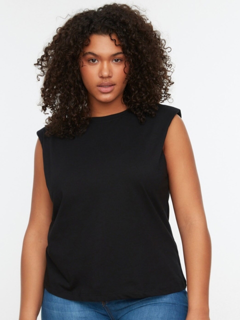 

Trendyol Women Black Solid T-shirt