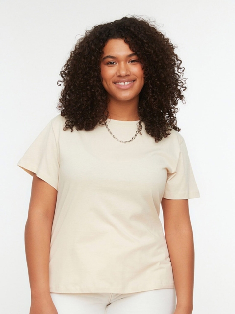 

Trendyol Women Beige Solid T-shirt