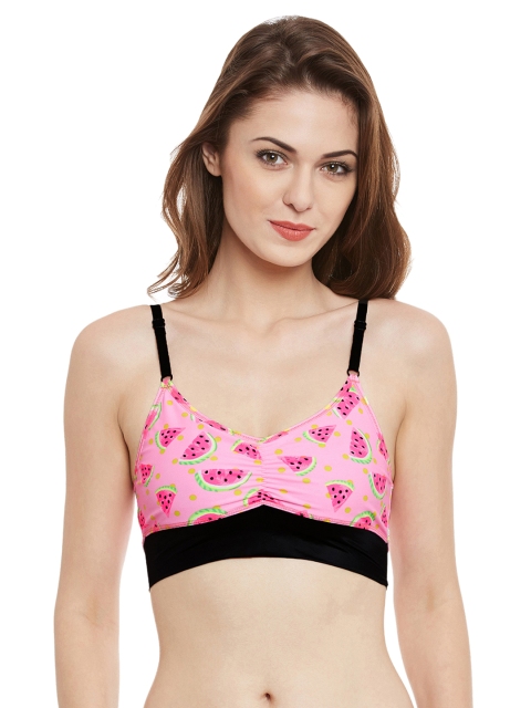 

Clovia Pink Printed Non-Wired Non Padded Beginners Bra BB0015P2232