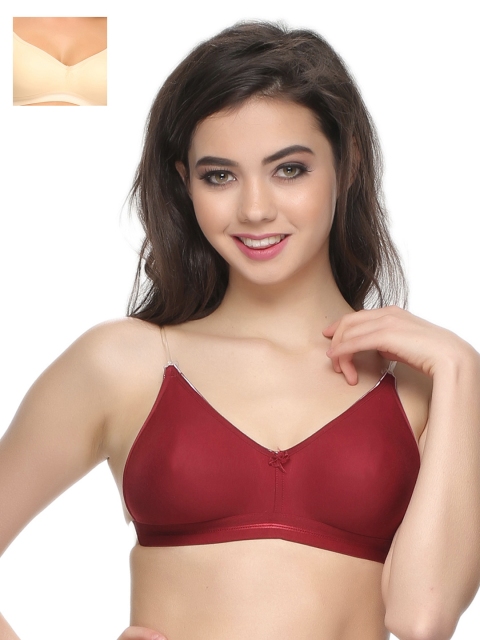 

Clovia Pack of 2 Backless Full-Coverage Bras BRC376C4040B, Maroon