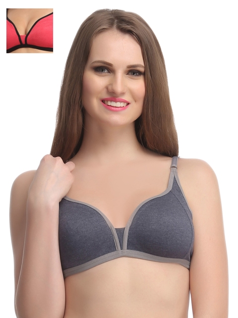 

Clovia Pack of 2 Full-Coverage T-shirt Bras BRC583C2040B, Grey