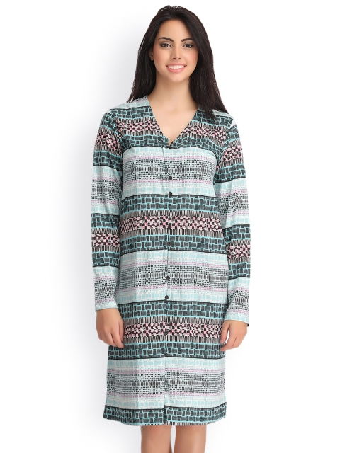 

Clovia Green Printed Nightdress NS0769P11
