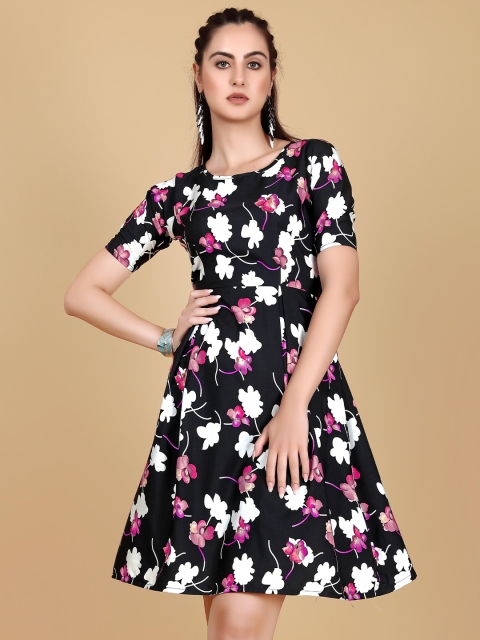 

AUCREATIONS Black Crepe A-Line Dress