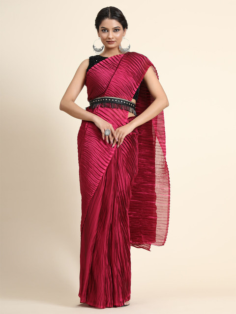 

BAHUJI Maroon & Black Saree