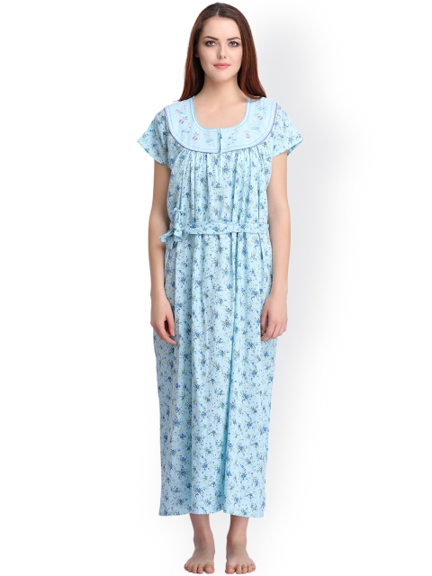 

Clovia Blue Printed Nightdress NS0860P03