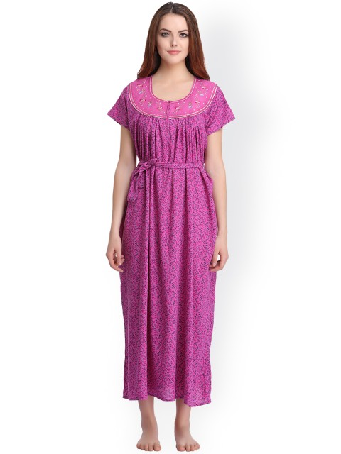 

Clovia Purple Printed Maxi Nightdress NS0861P15