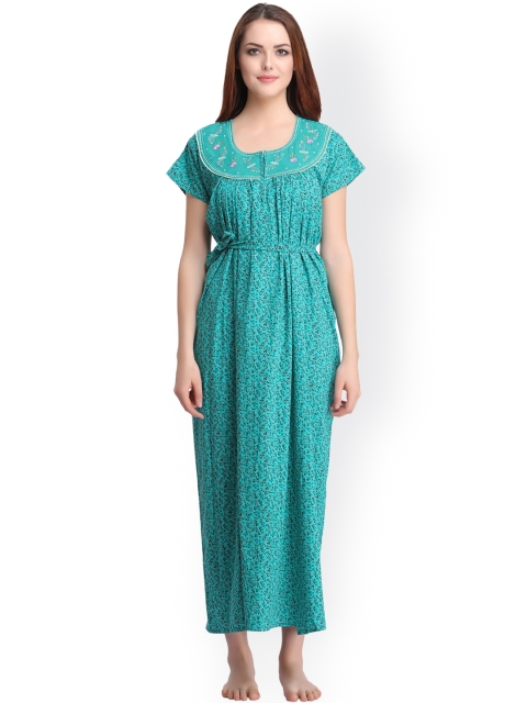 

Clovia Blue Printed Maxi Nightdress NS0861P17
