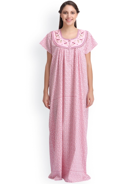 

Clovia Pink Printed Maxi Nightdress NS0863P22