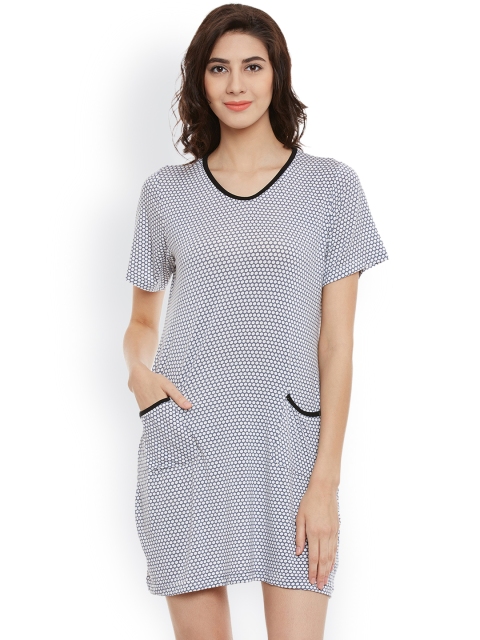 

Clovia Grey Polka Dot Print Nightdress NS0868P01