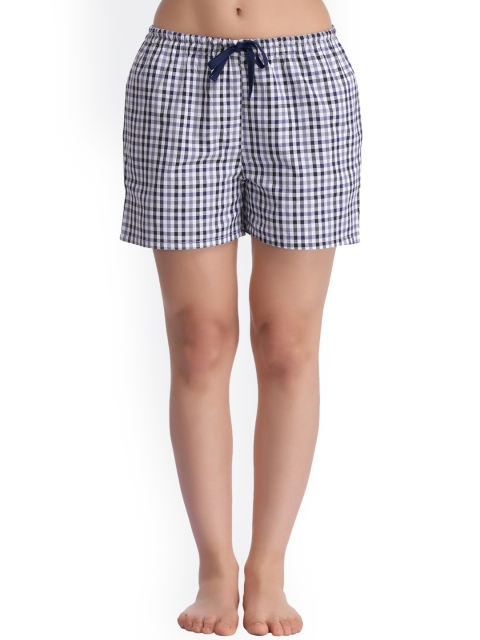 

Clovia Black & White Checked Lounge Shorts LB0128P13XL