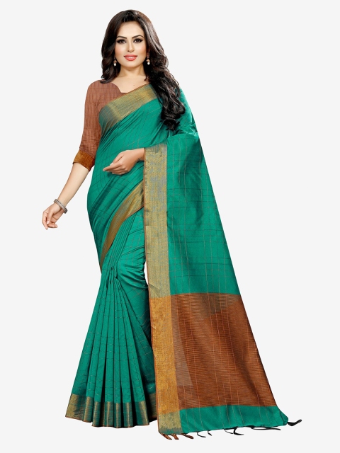 Indian Fashionista Green & Brown Zari Silk Cotton Mysore Silk Saree