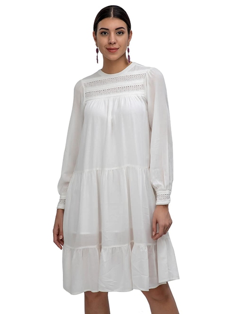 

Athah White Solid A-Line Dress