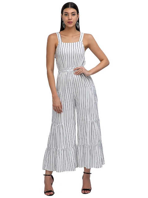 

Athah Women White & Navy Blue Striped Maxi Dress