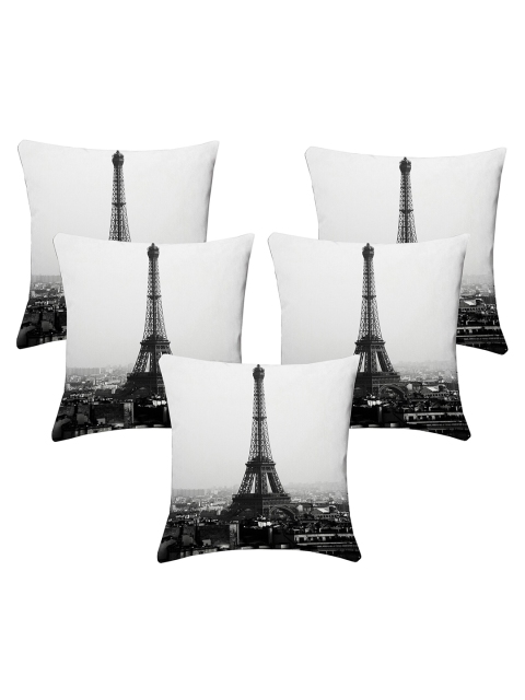 

Lushomes White & Black Set of 5 Abstract Square Cushion Covers
