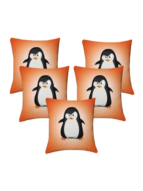 

Lushomes Black & Brown Set of 5 Abstract Square Cushion Covers